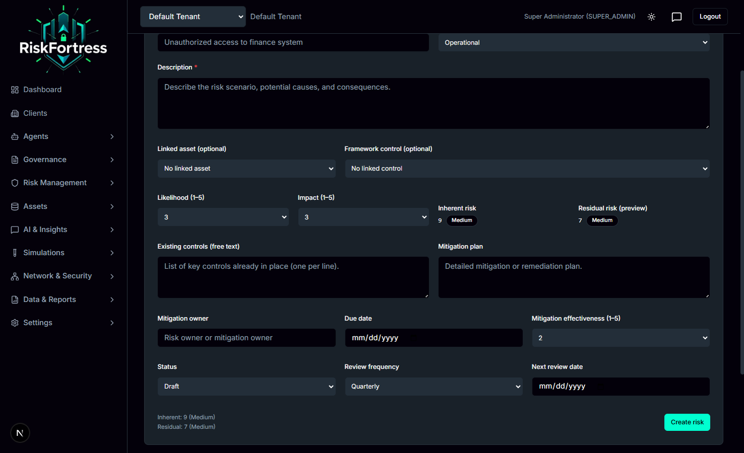 Risk Score Overview - Risk analysis and scoring